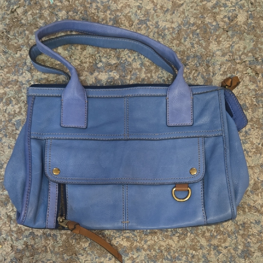 Fossil Blue Leather Shoulder Bag
